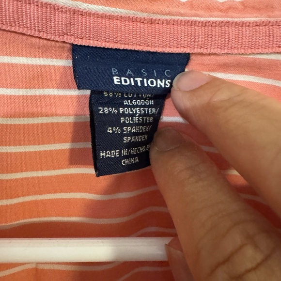 Basic Editions Coral Button Down Shirt - Picture 4 of 5